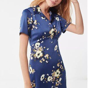 Urban Outfitters Lainey Satin Empire Waist Shirt Dress Size M